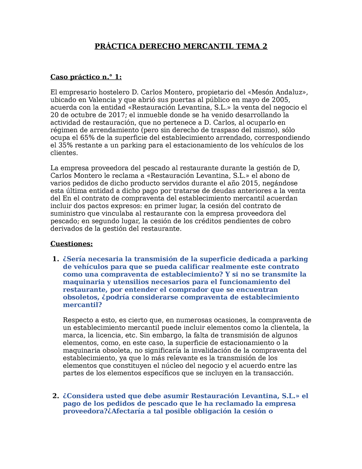 Práctica Derecho Mercantil Tema 2 PrÁctica Derecho Mercantil Tema 2 Caso Práctico N° 1 El 7358