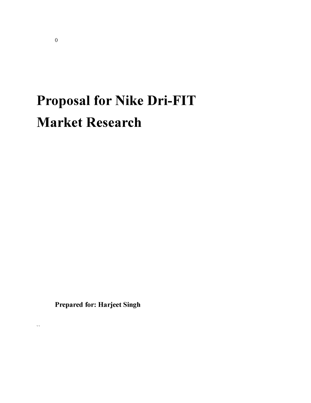 marketing research proposal of nike