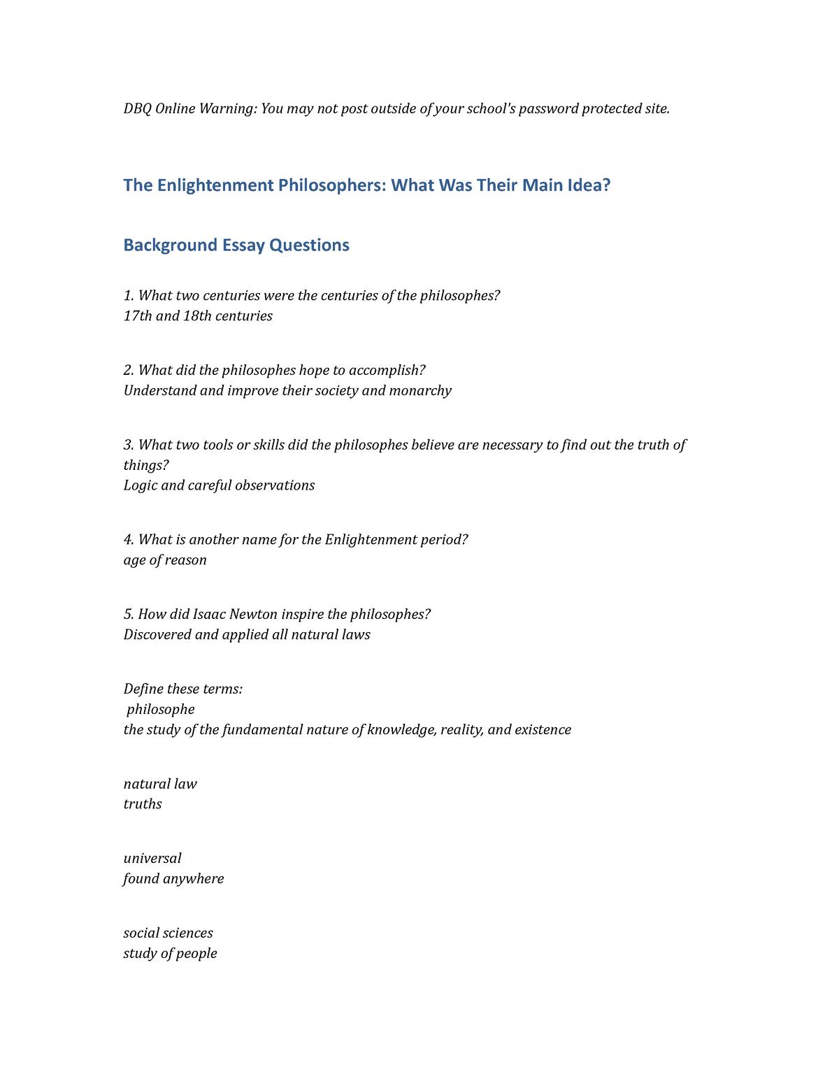 the enlightenment philosophers dbq essay