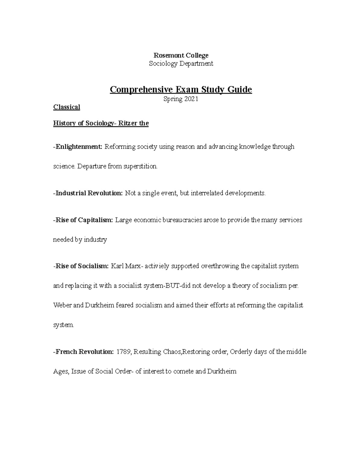 Comp Study Guide 2021 -1611908255 - Rosemont College Sociology ...