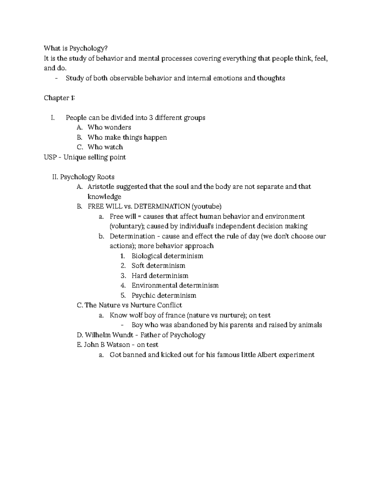 PSY 101 Lecture Notes - What is Psychology? It is the study of behavior ...