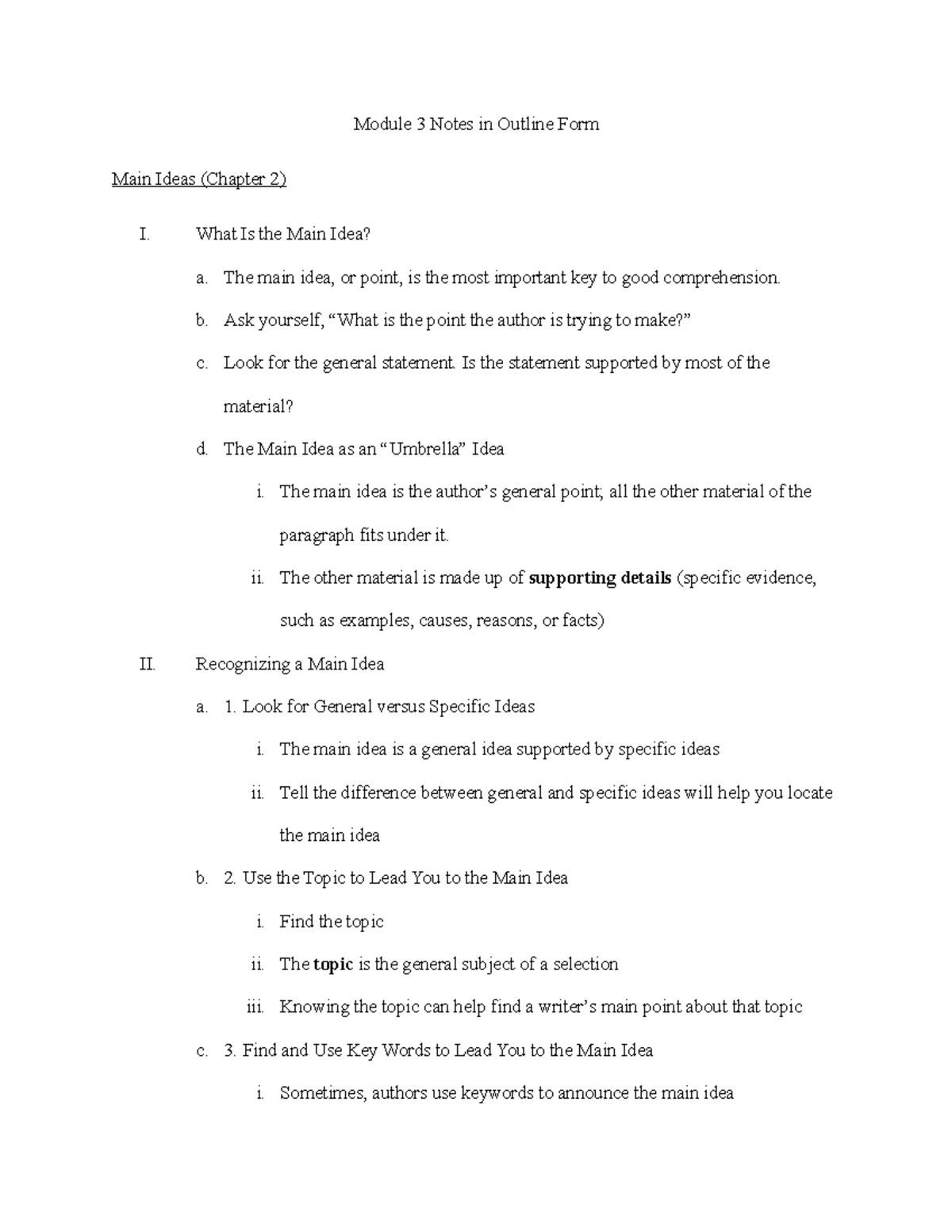 Module 3 Notes in Outline Form.Read0815 - Module 3 Notes in Outline ...