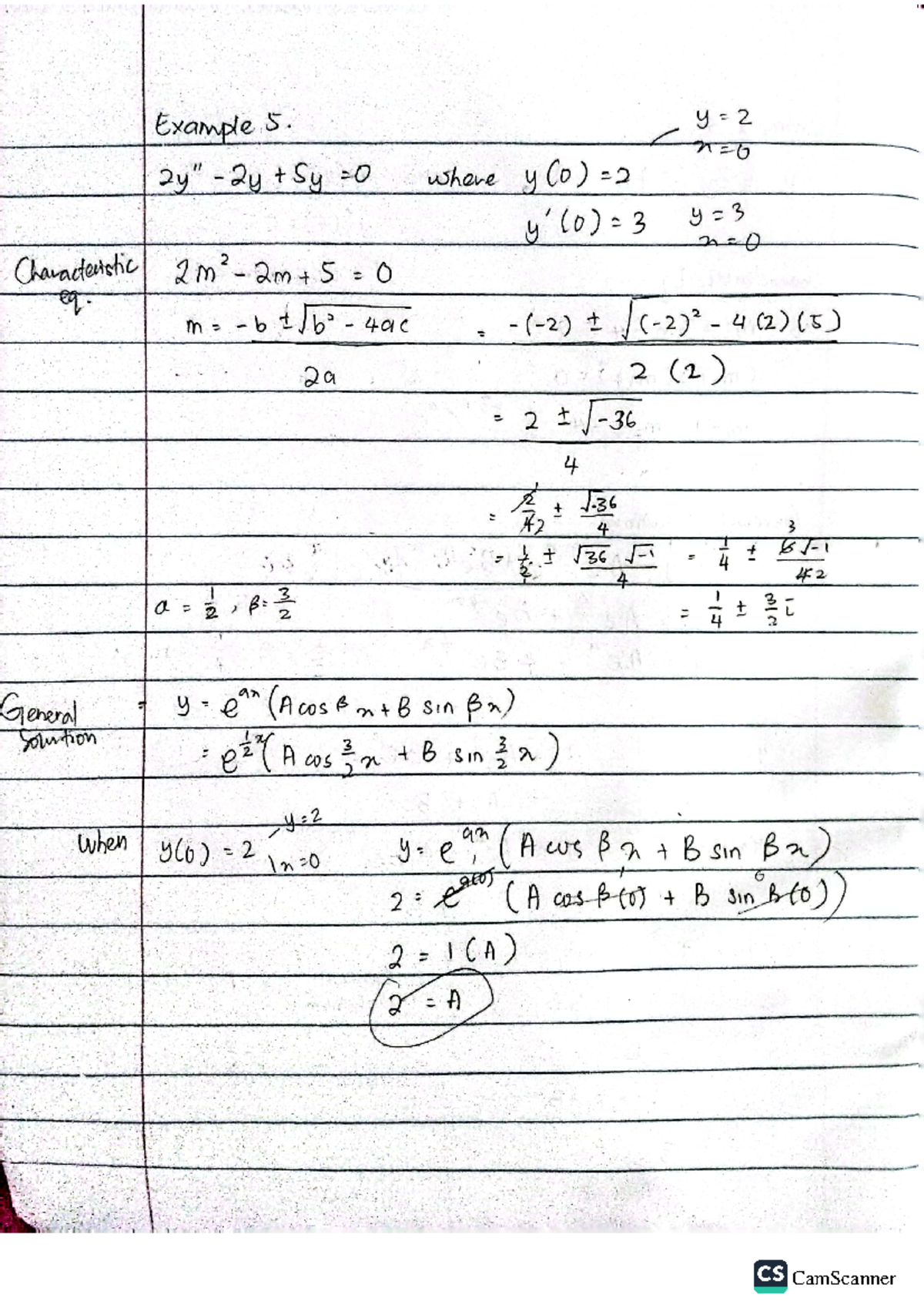 Linear differentiation equation 2y''-2y+5y=0 - Engineering Mathematics ...