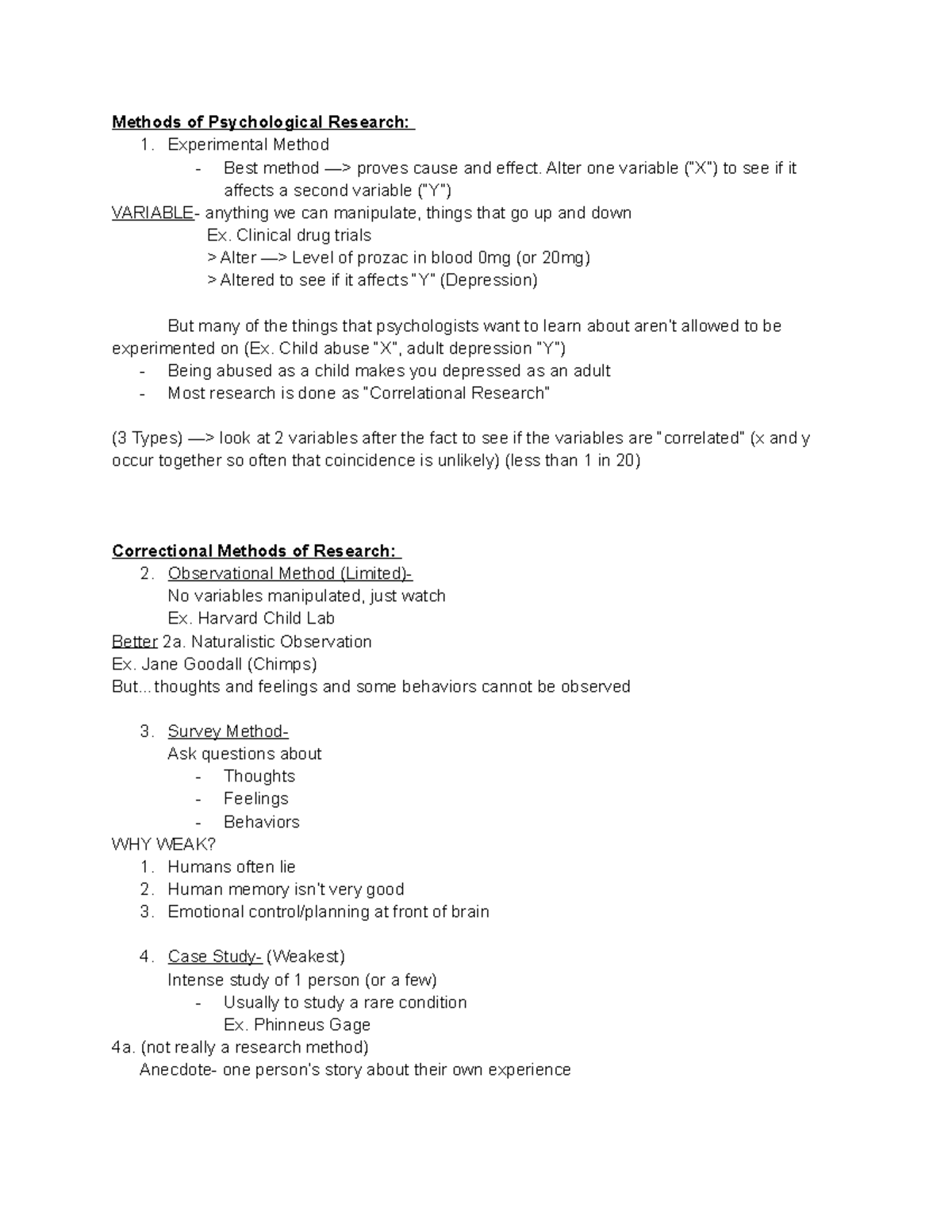 Psych. Notes #2 - Correctional Methods Of Research - Methods Of 