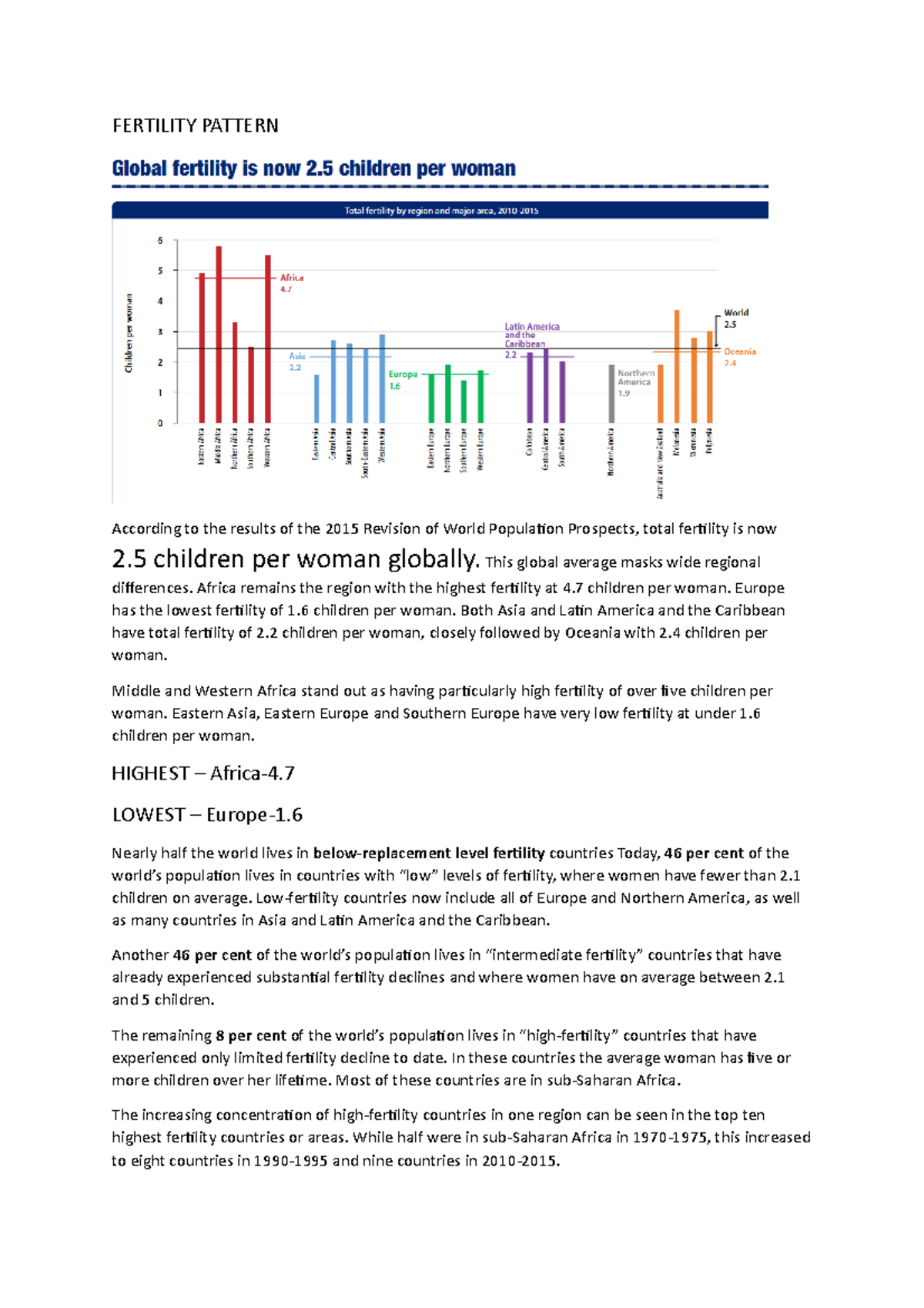 Trend AND Pattern OF Fertility - FERTILITY PATTERN According to the ...