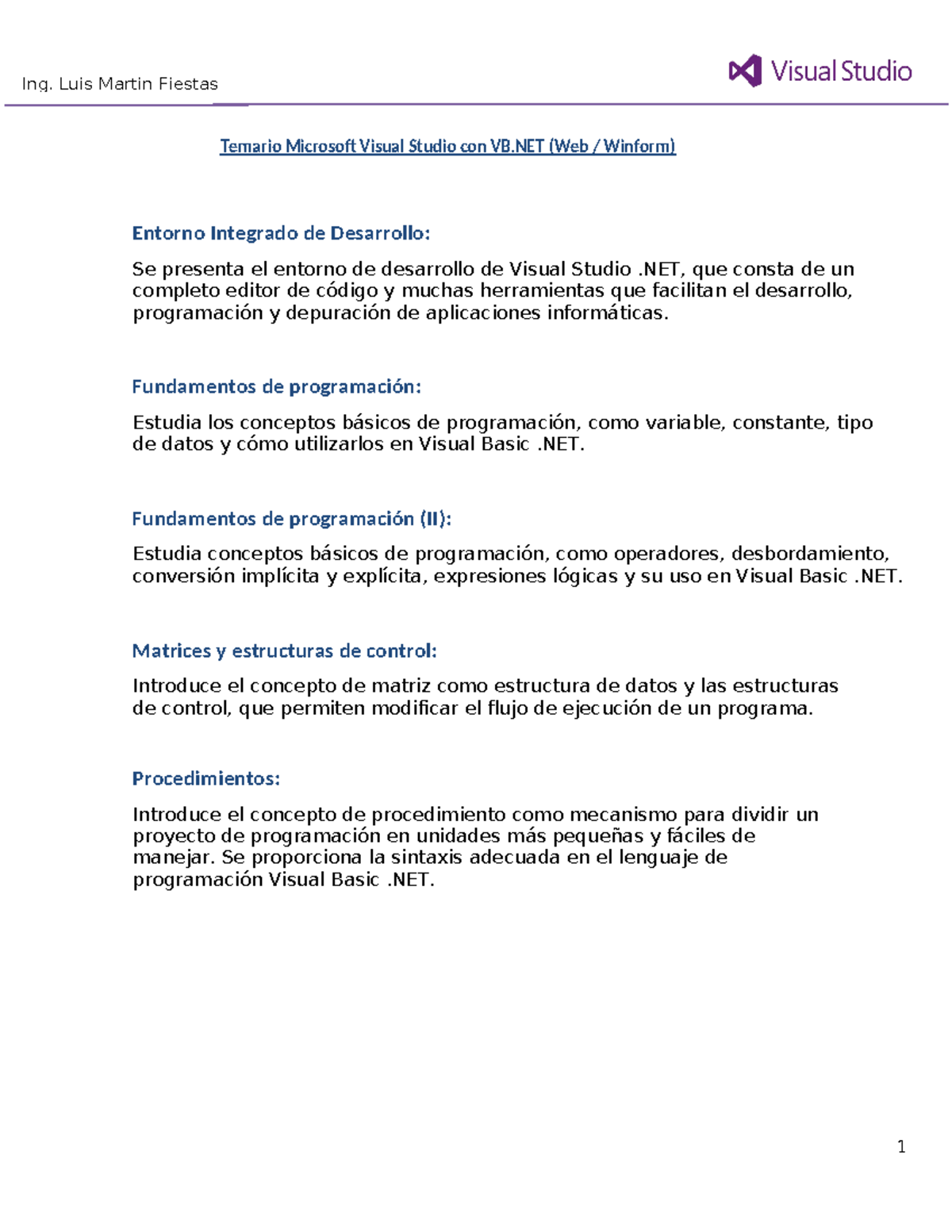 Temario DE Vbnet - Temario Microsoft Visual Studio con VB (Web ...