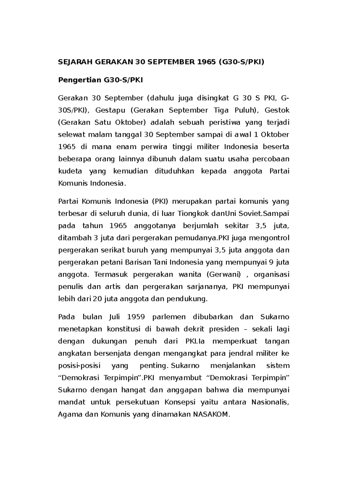 Sejarah G30S PKI - G 30 S PKI Adalah Sebuah Peristiwa Yang Terjadi Pada ...