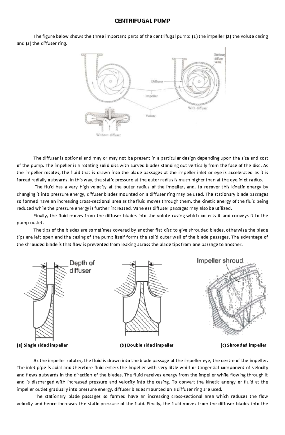 UNIT VII Centrifugal AND Axial FLOW Pumps - CENTRIFUGAL PUMP The figure ...