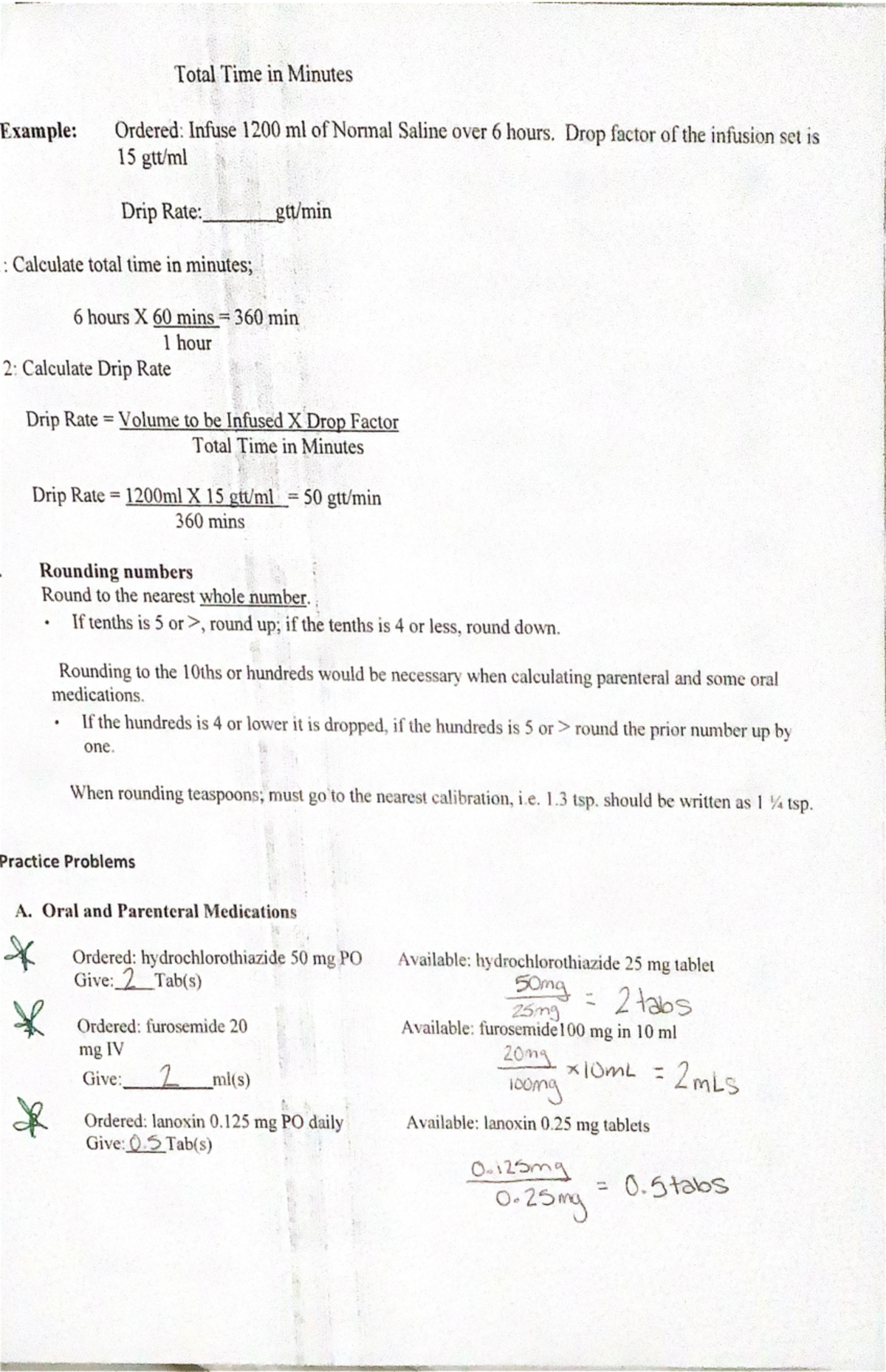 Math Practice for Exam - NURS 313 - Studocu