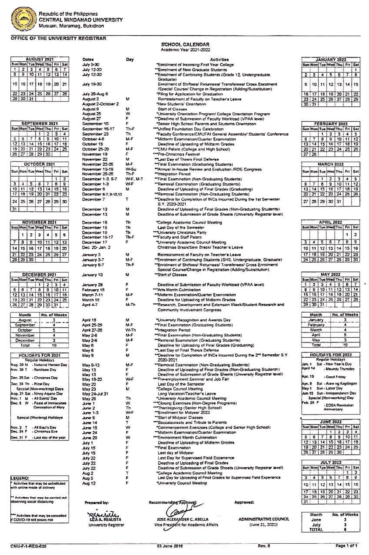 School Calendar 2021 Schedule Education Studocu