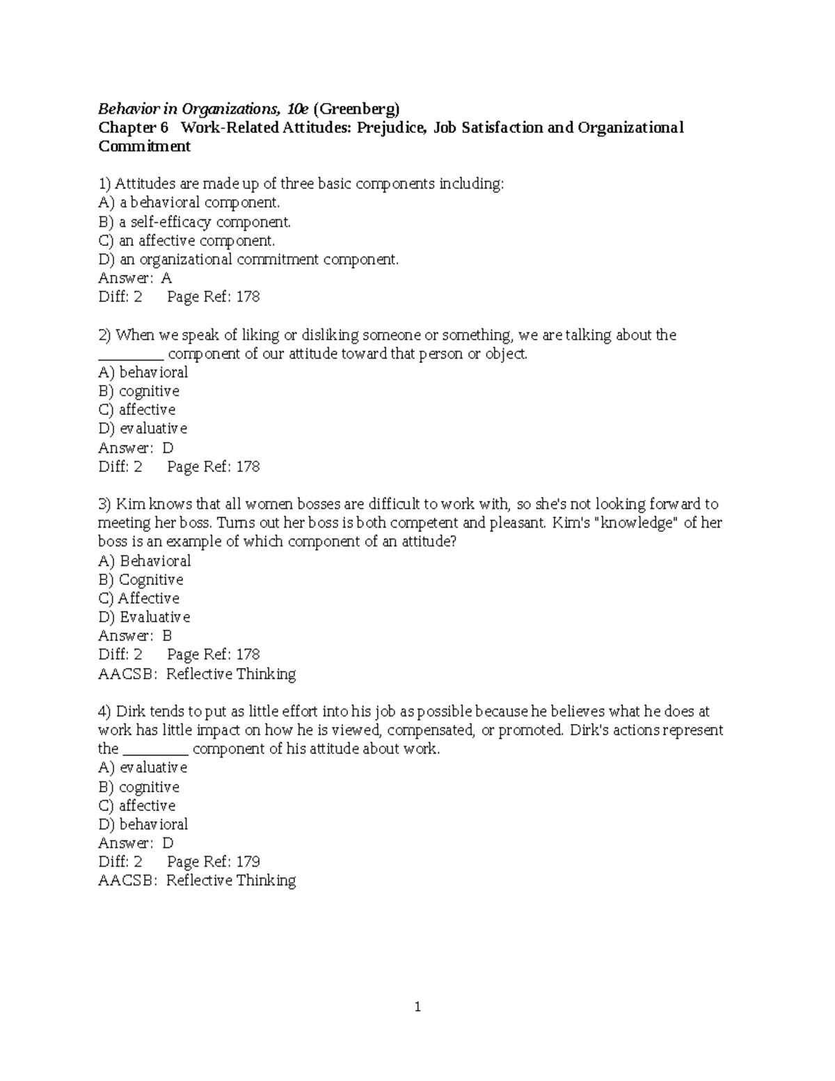 Chapter 6 - Work-Related Attitudes Prejudice, Job Satisfaction and ...