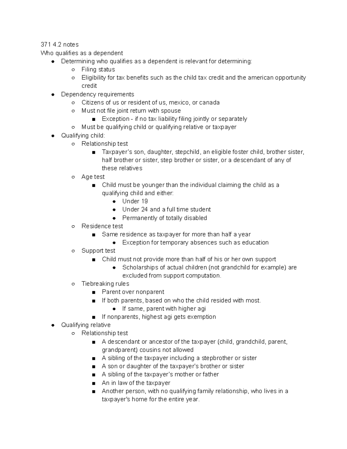 371 4.2 notes - AC 371 Intro to Taxation: Ch. 4.2 - (Shane Stinson ...