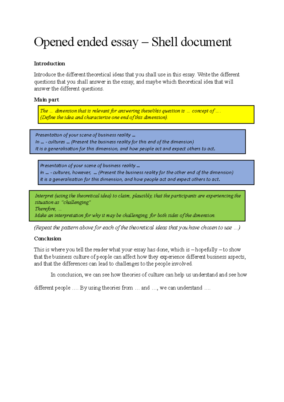 OEE Shell Document - Kommer til godt nytte under eksamen - Opened ended ...