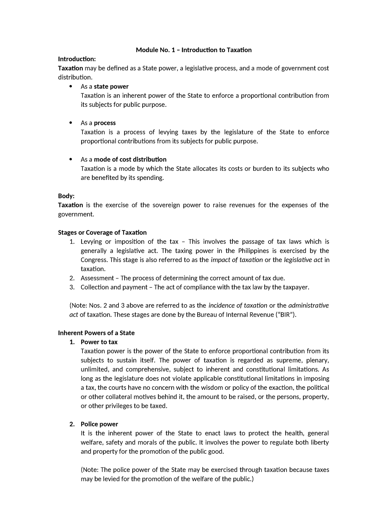 Module No 1 - Intro To Taxation - Module No. 1 – Introduction To ...