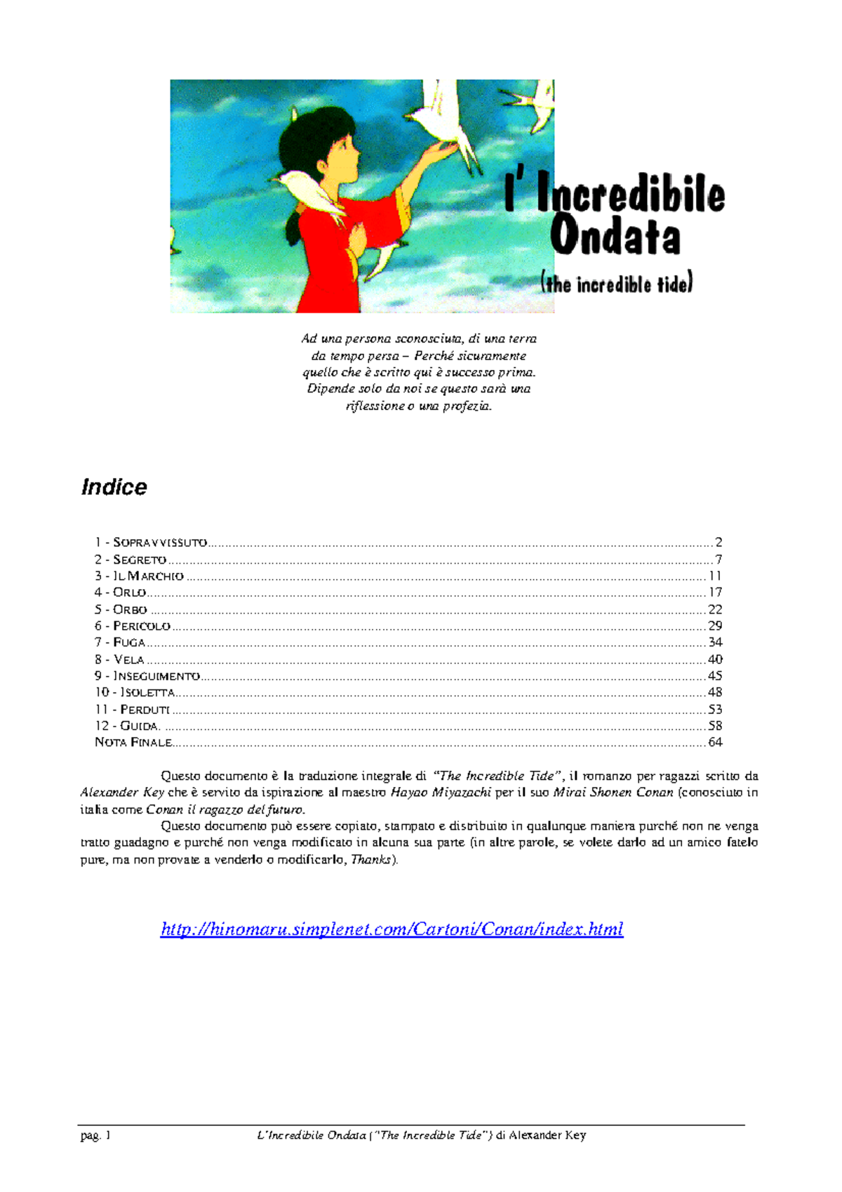 The incredible Tide Tradotto in italiano pag. 1 L’Incredibile Ondata