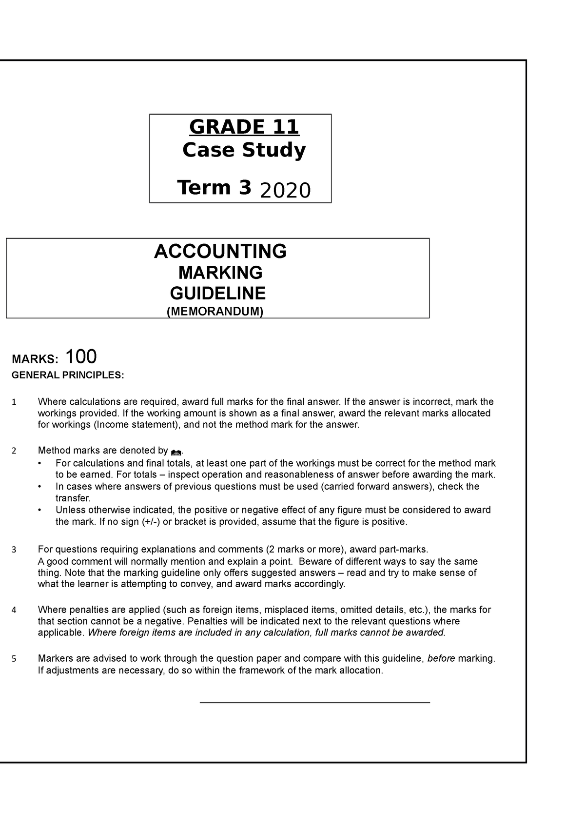economics case study term 3 grade 11 memorandum