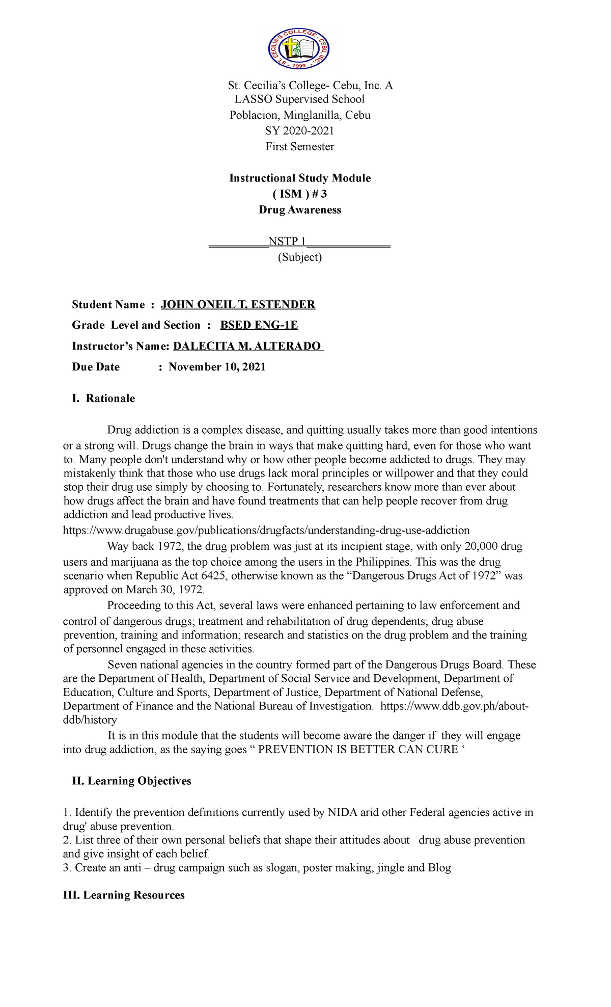 Nstp1%20 Module%20no - Lecture notes 4 - St. Cecilia’s College- Cebu ...