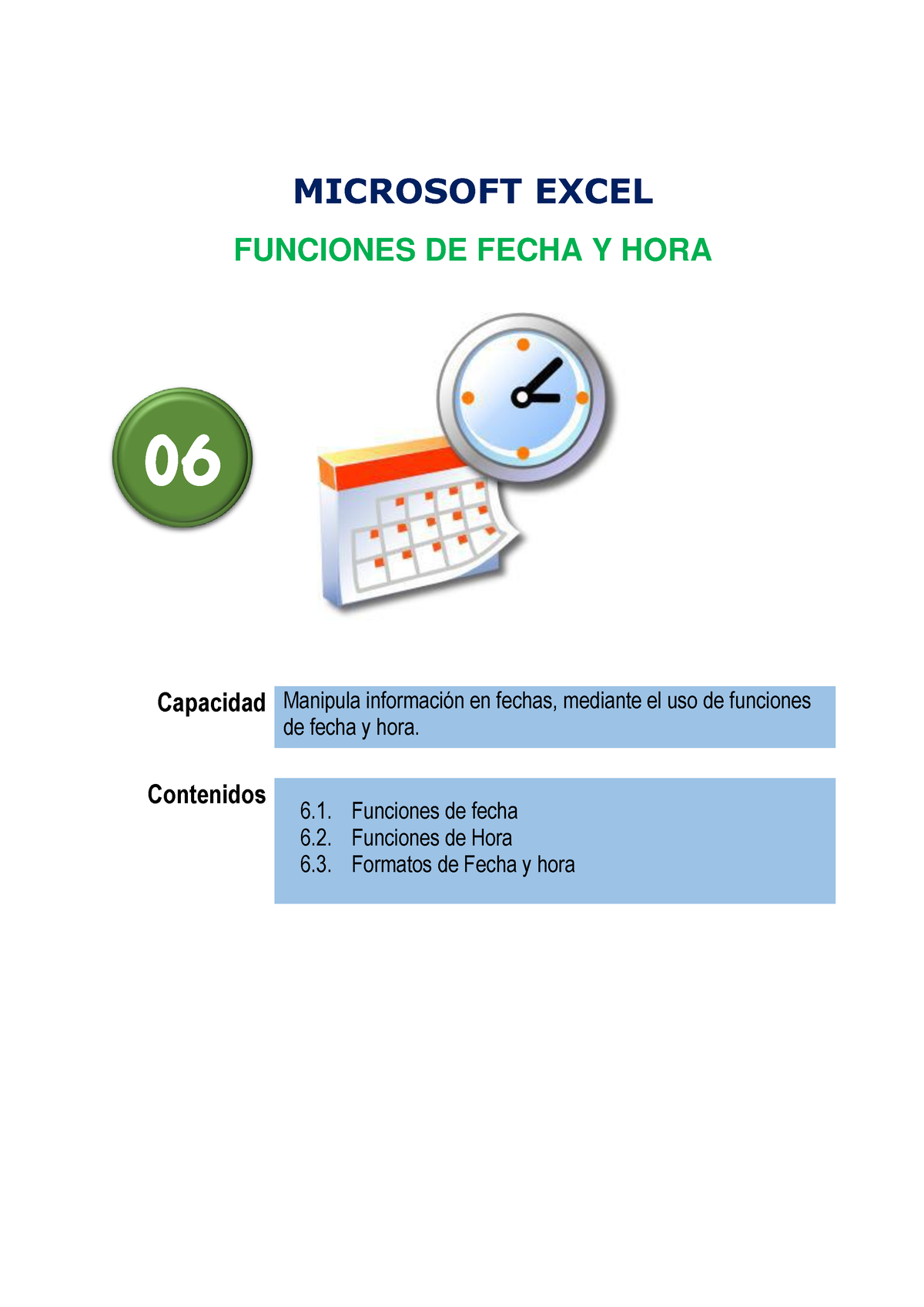 Computación Ii Tema 06 Funciones De Fecha Y Hora Microsoft Excel Funciones De Fecha Y Hora 1299