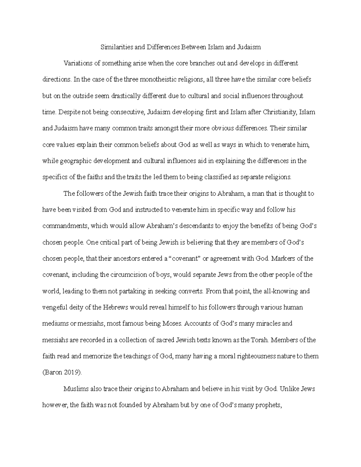 Similarities and Differences Between Islam and Judaism In the case of