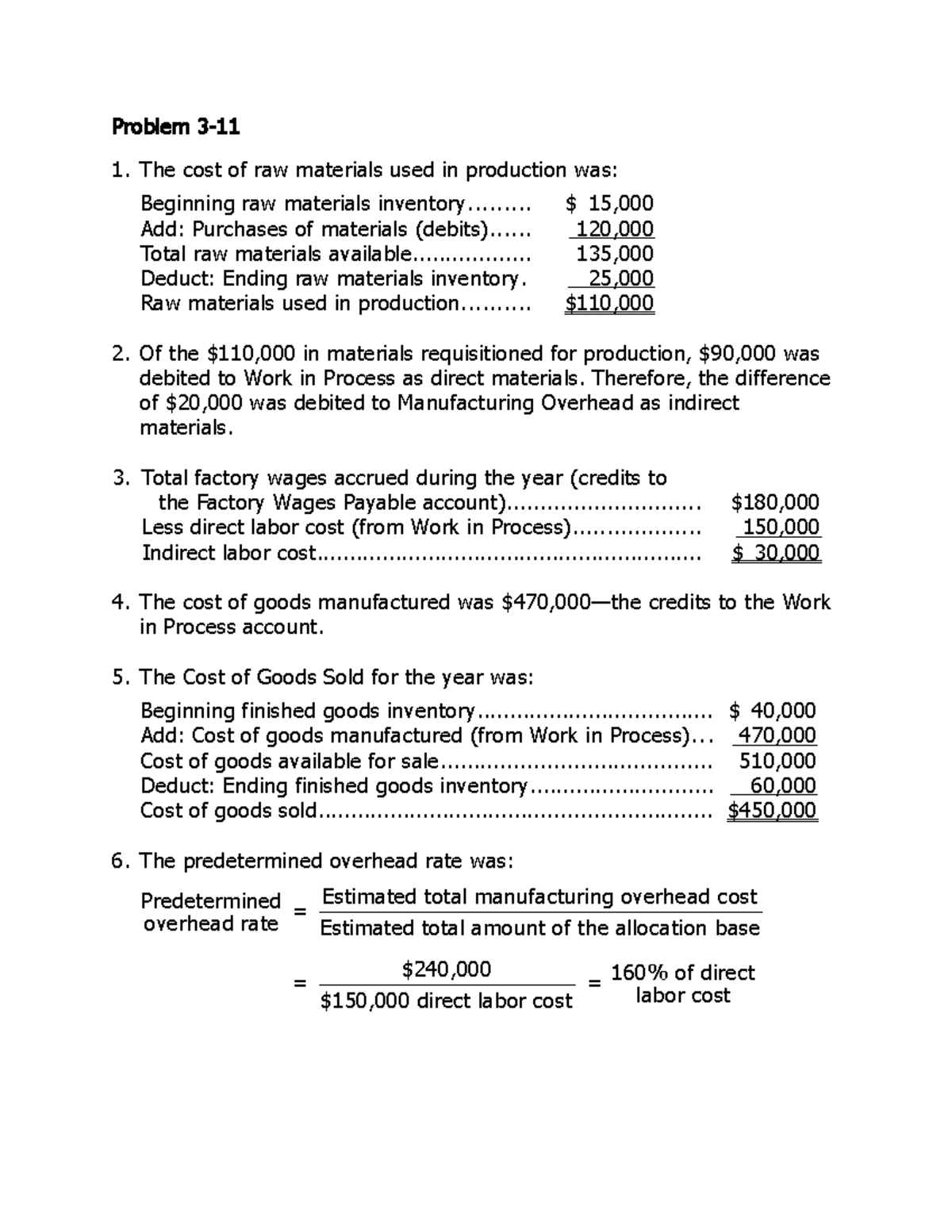 P3-11 practice materials - Problem 3 -1 1 The cost of raw materials used in  production was: - Sns-Brigh10