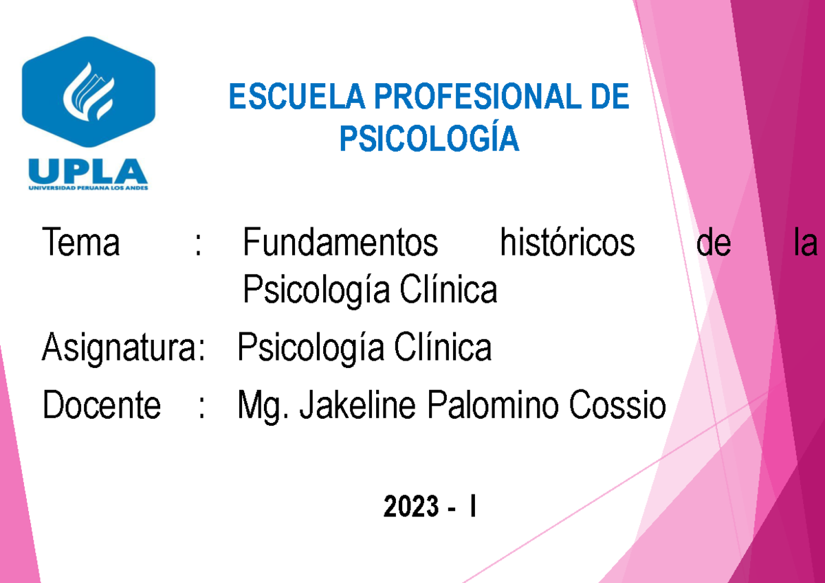 1. Historia DE LA Psicologia Clinica 21 DE Abril 2023 - Tema