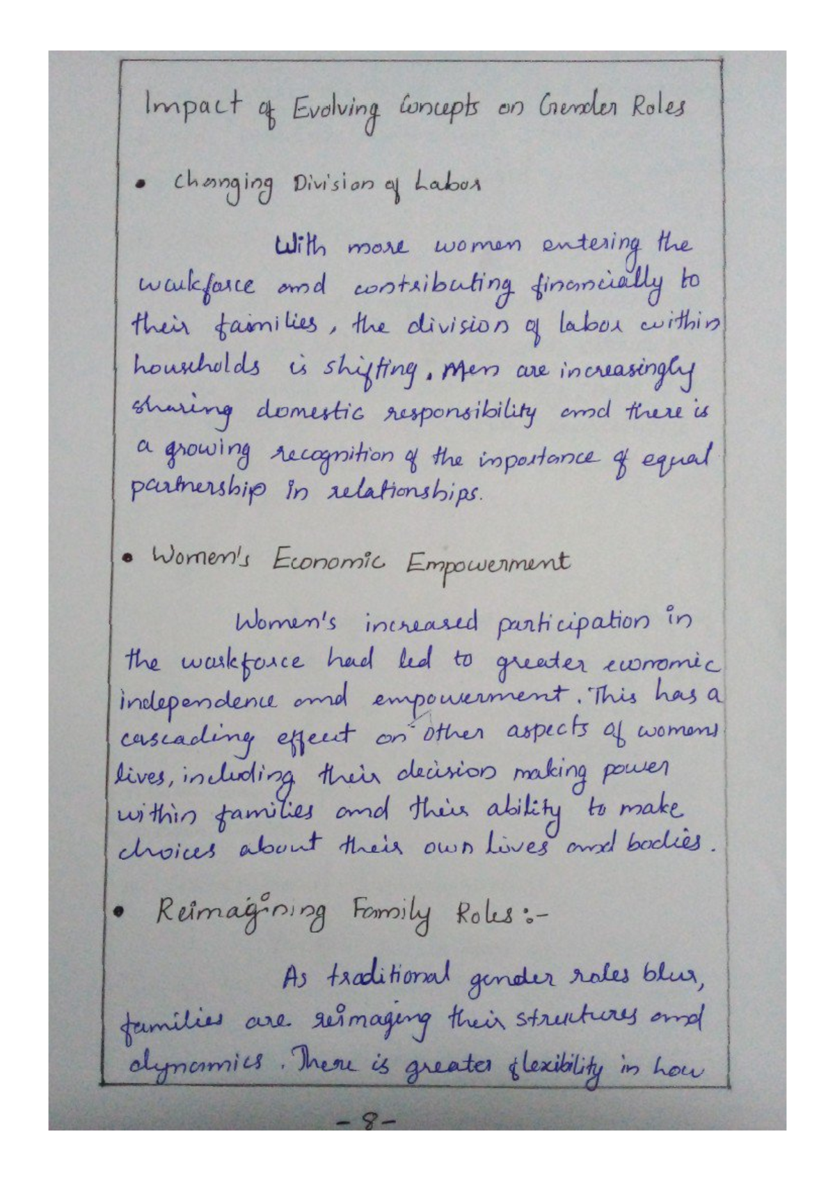 Impact on gender roles - Gender Sensitization : Society and Culture ...