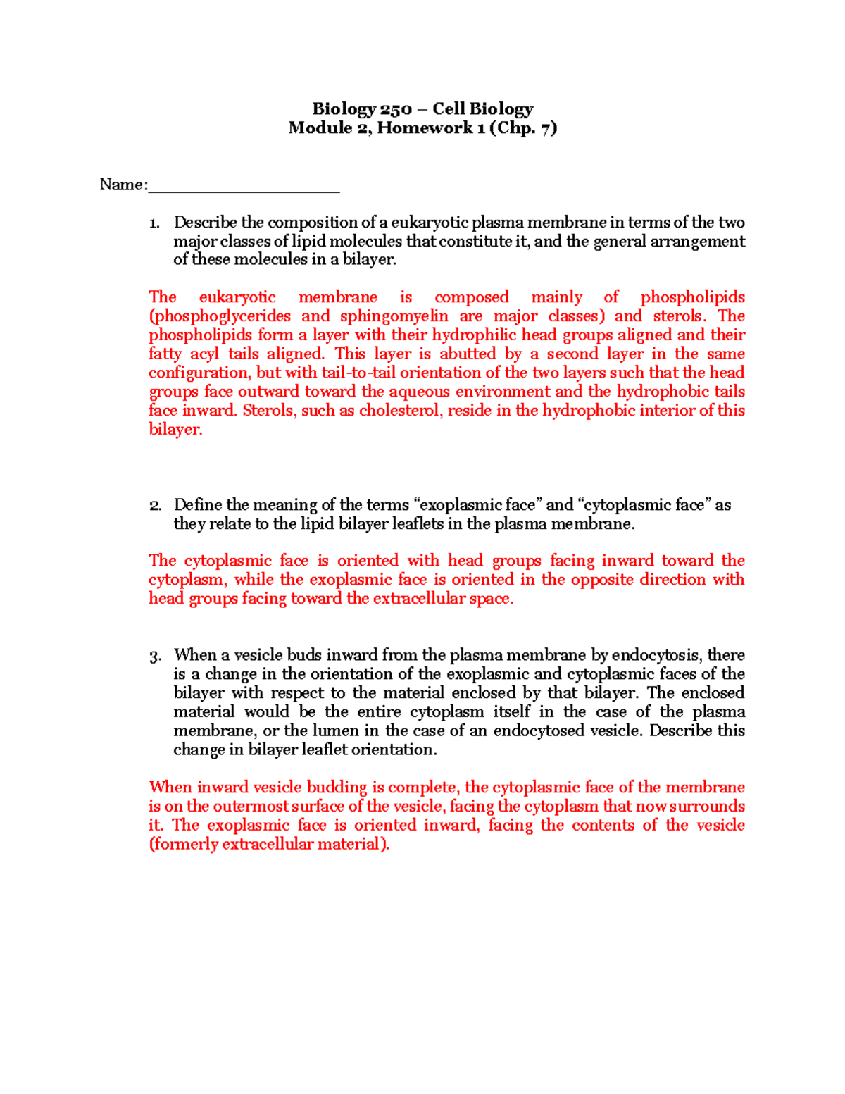 Module 2 Homework 1 Human biology study guide with answer key