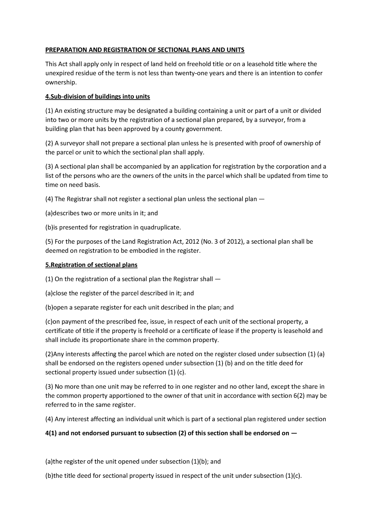 Preparation AND Registration OF Sectional Plans AND Units - PREPARATION ...