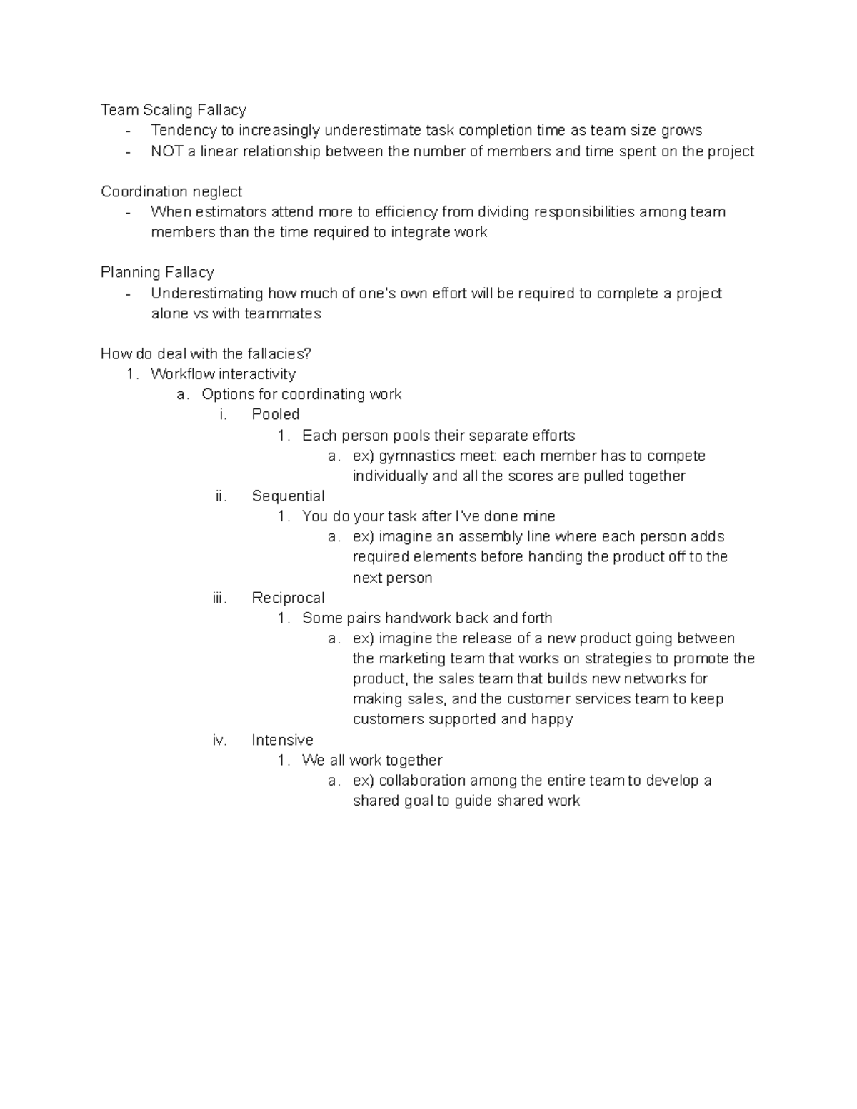 Group work problems - Leah Sprain - Team Scaling Fallacy - Tendency to ...