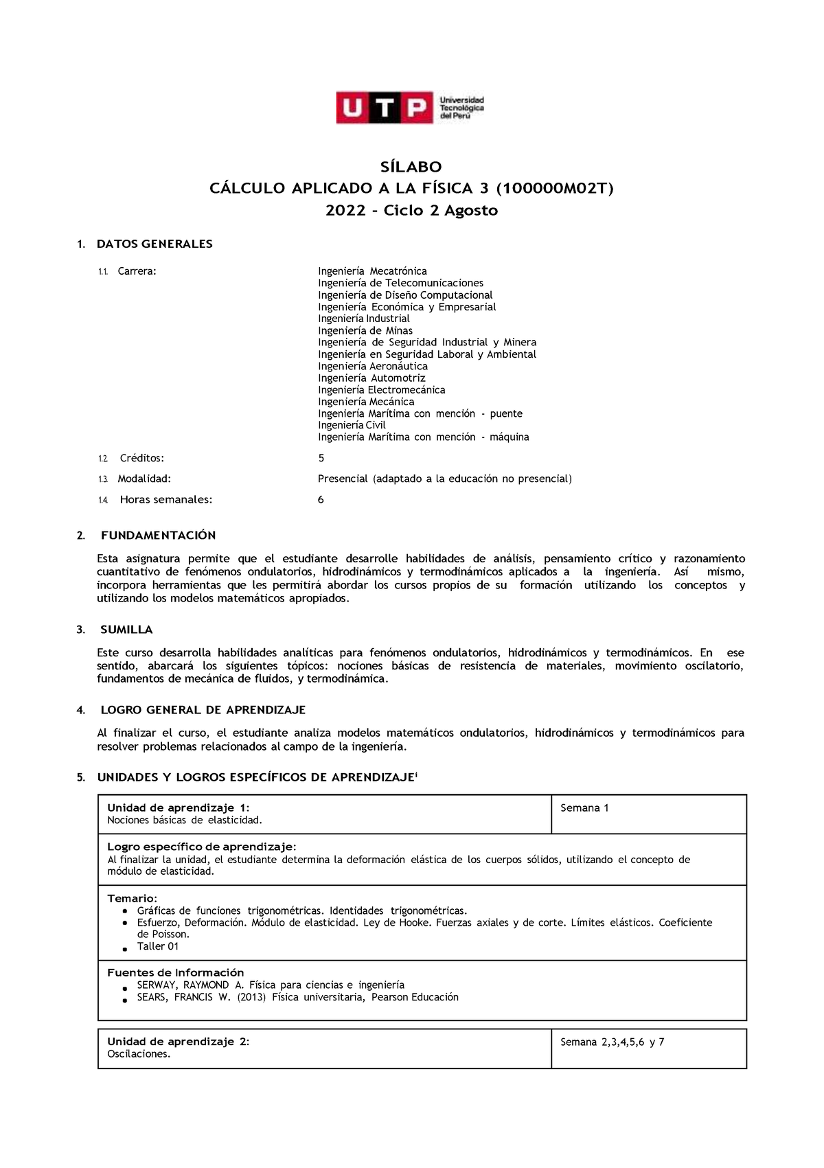 100000 M02T Calculo Aplicado ALa Fisica 3 R - SÕLABO C¡LCULO APLICADO A ...