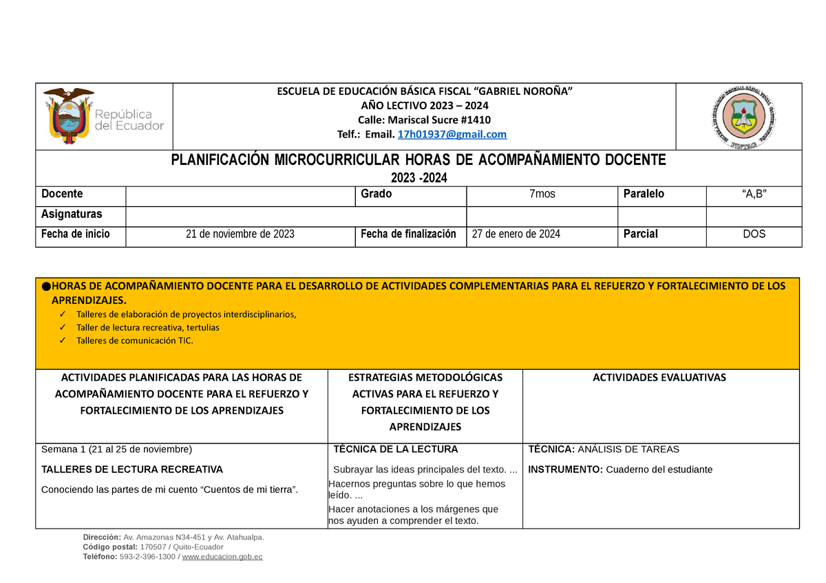 Planificacion DE Acompan Amiento 2do PAR - Educacion Basica - ESPE ...