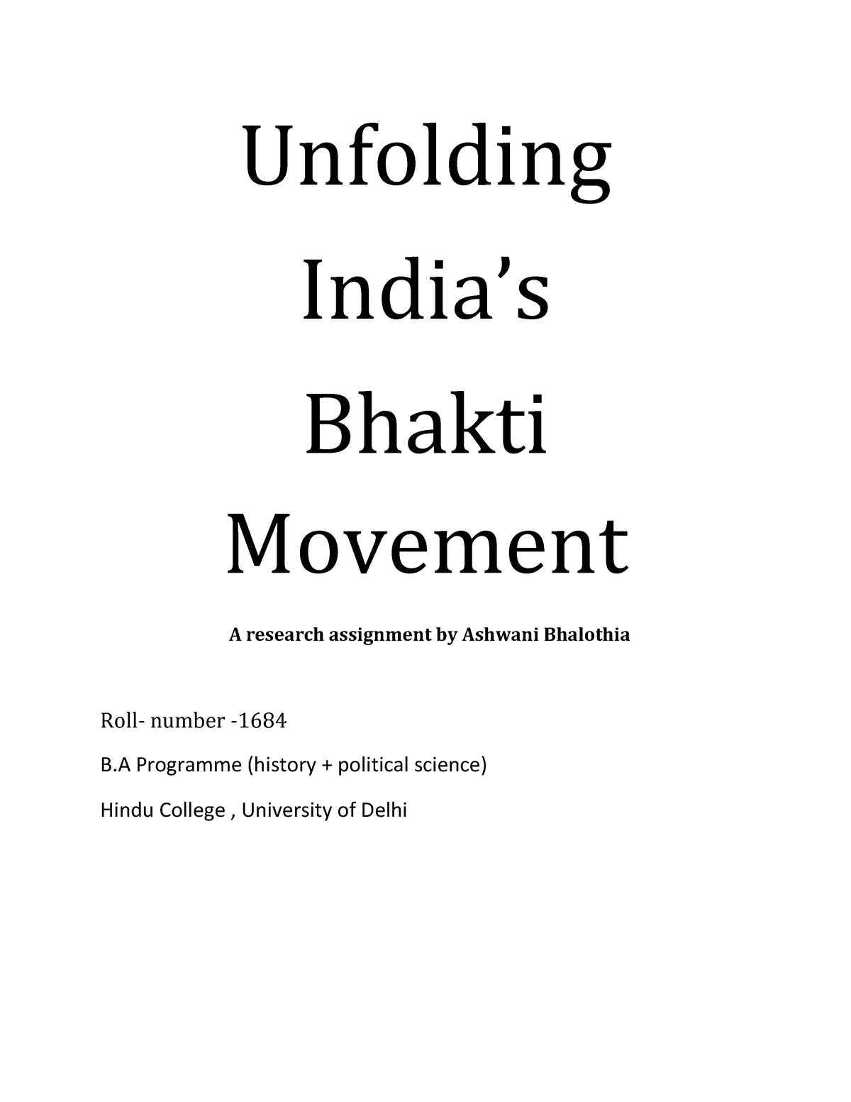 write an essay on bhakti movement in hindi