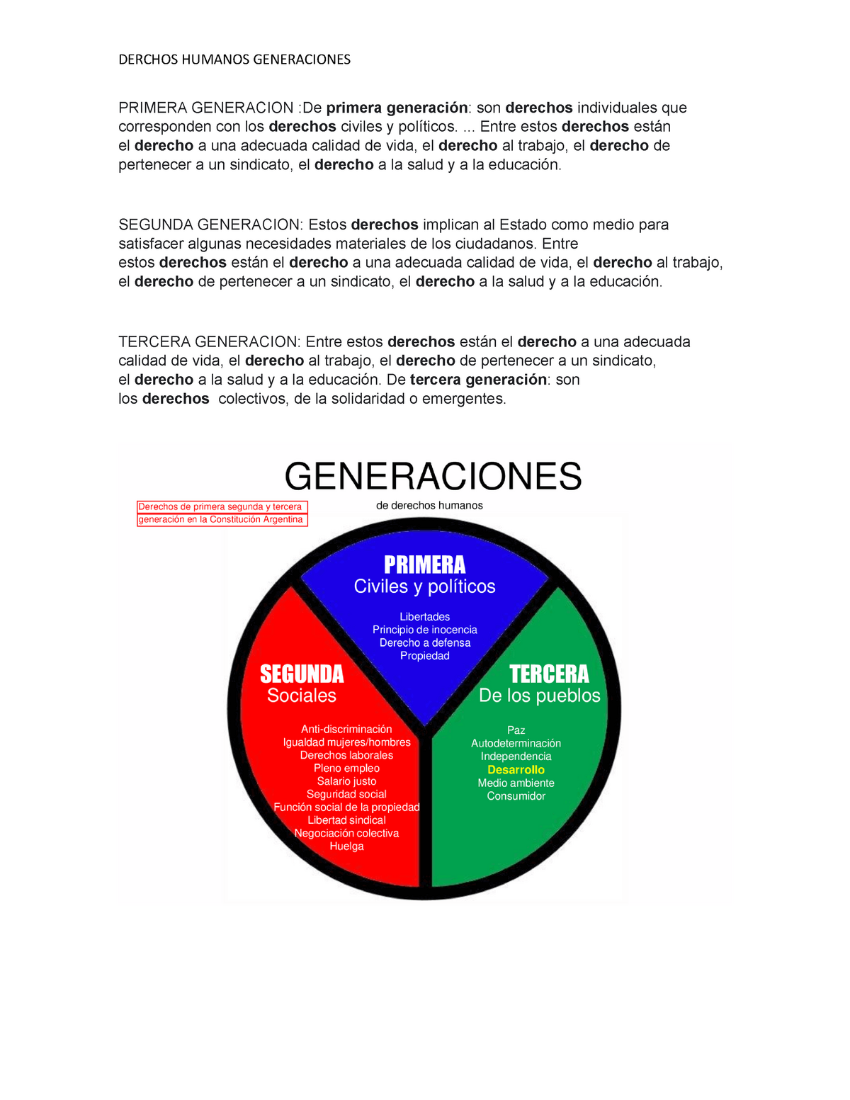 Derechos De humanos concepto - PRIMERA GENERACION :De primera generación :  son derechos individuales - Studocu