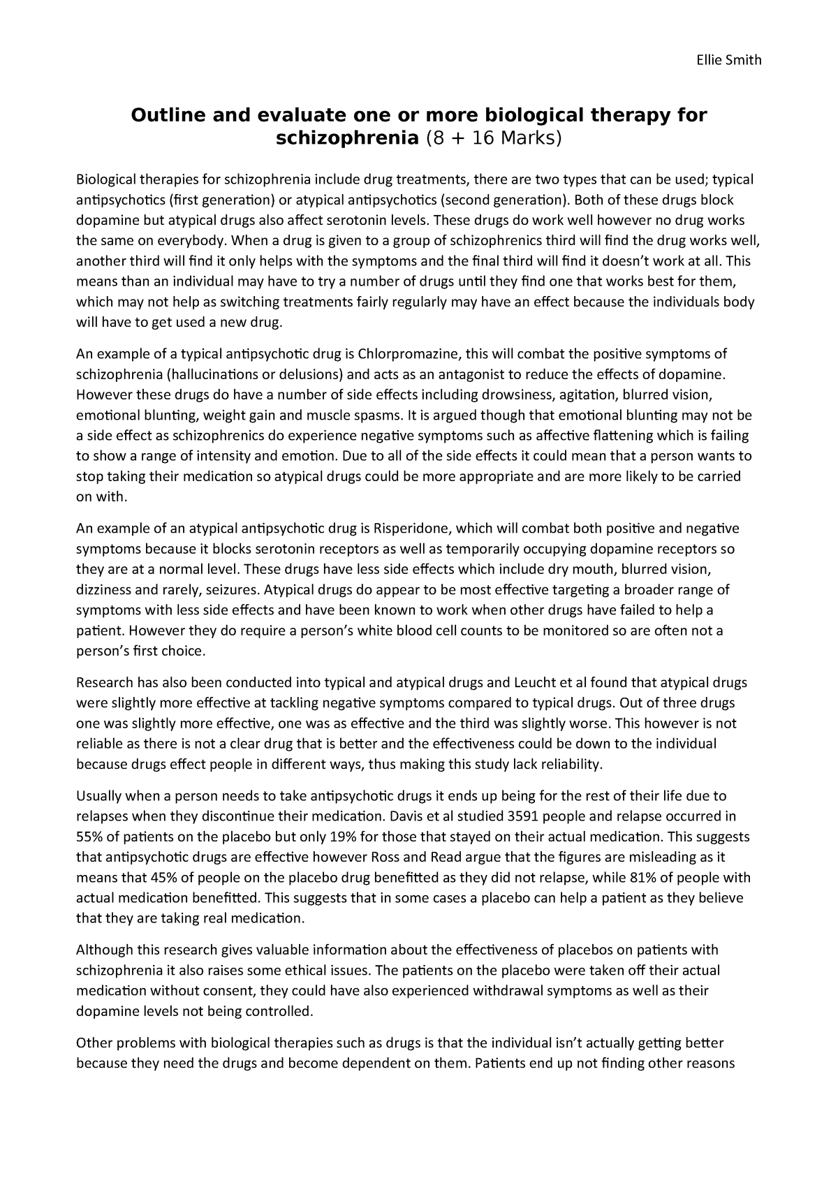 schizophrenia essay