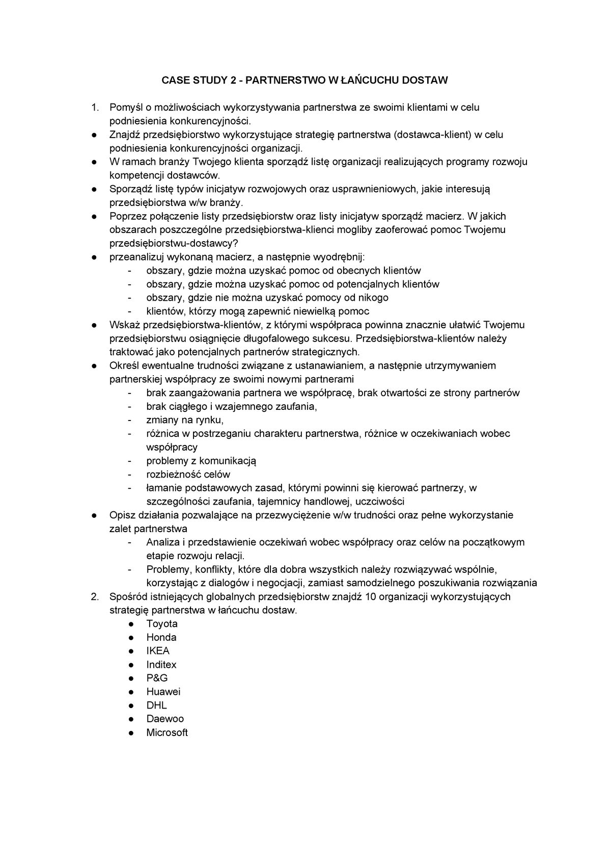 CASE Study 2 - Partnerstwo W ŁAŃ Cuchu Dostaw - CASE STUDY 2 ...