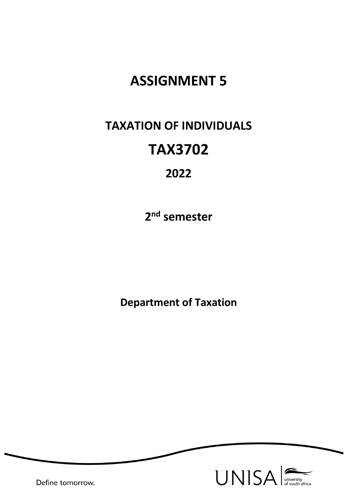 tax3702 assignment 5 semester 2
