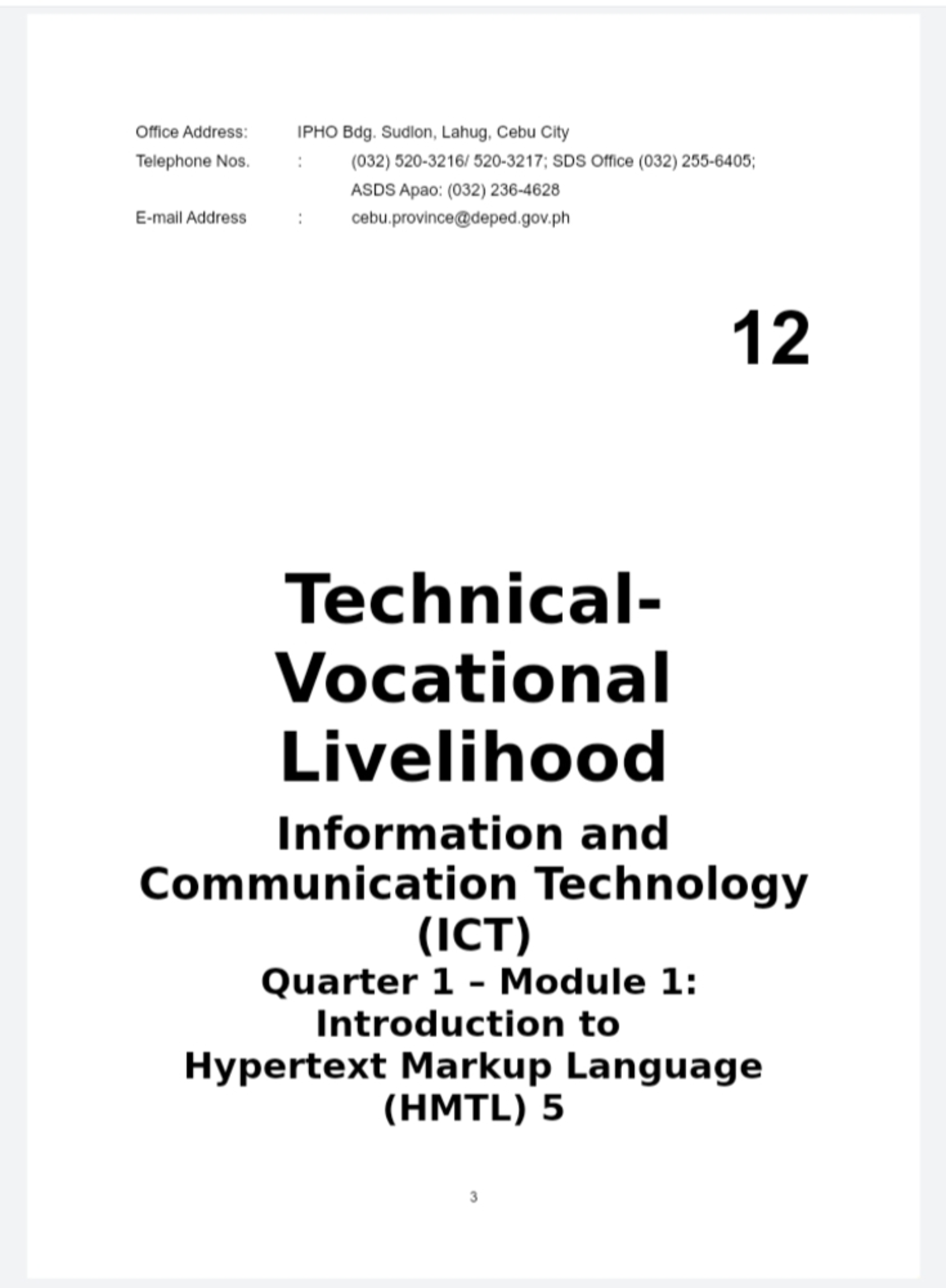 HTML Module for Grade 12 - BTLEd - Studocu