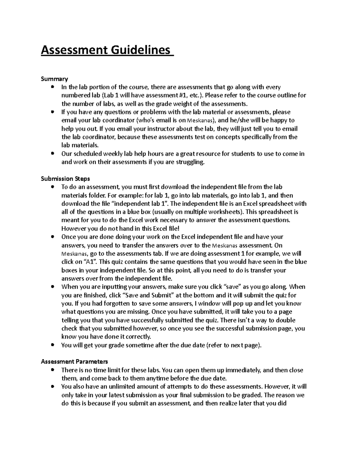 Assessment Guidelines - Assessment Guidelines Summary In The Lab ...