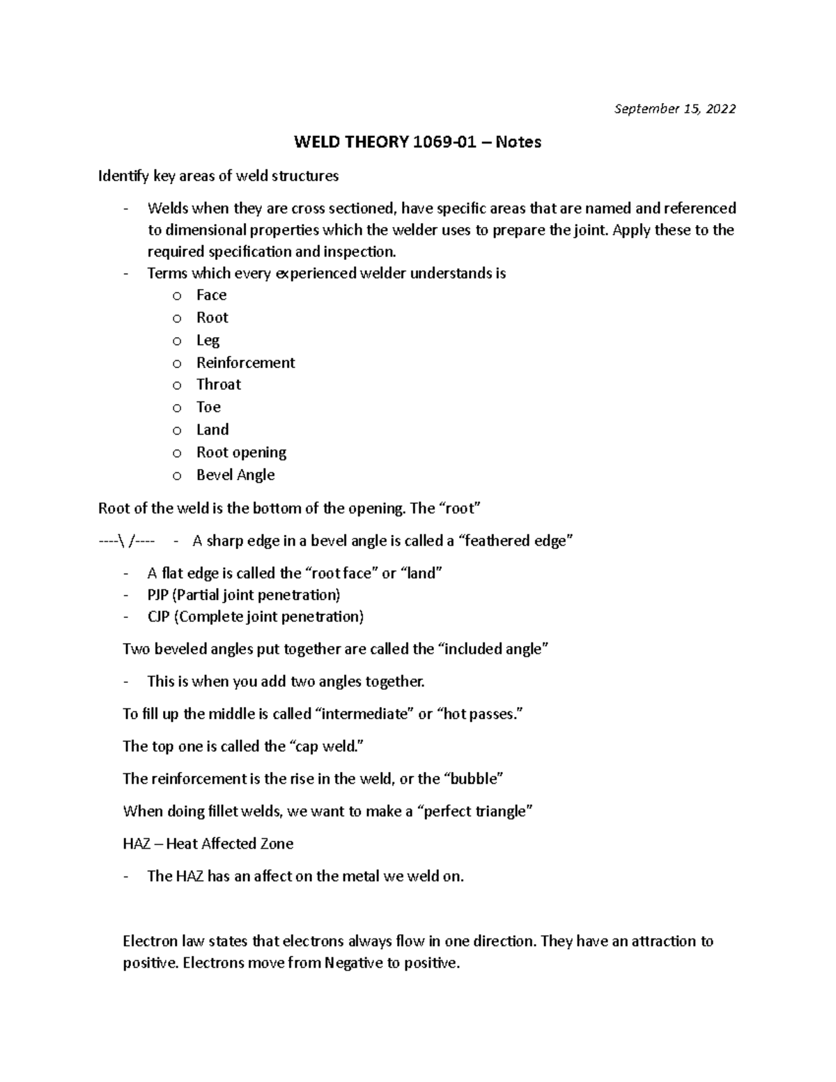 WELD Theory 1069-01 September 15 2022 - September 15, 2022 WELD THEORY ...