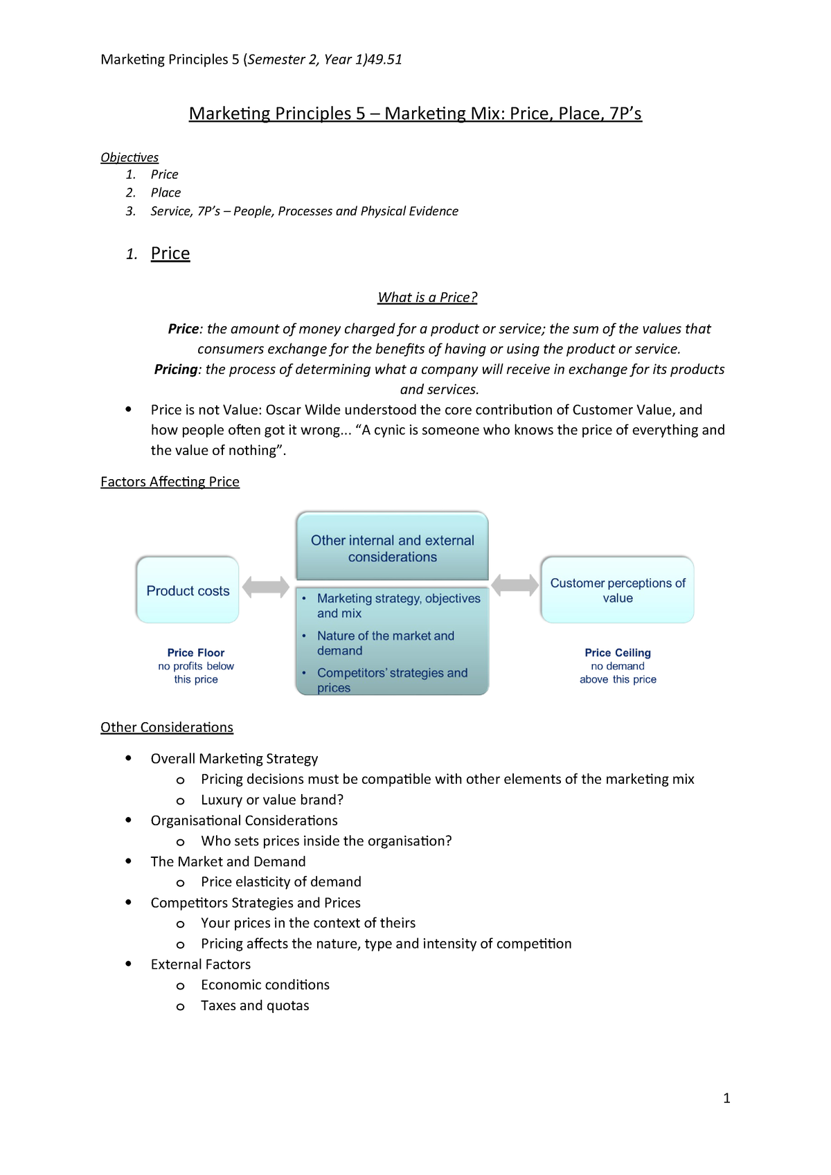 Marketing Principles 5 Marketing Mix Price Place And 7p S Studocu