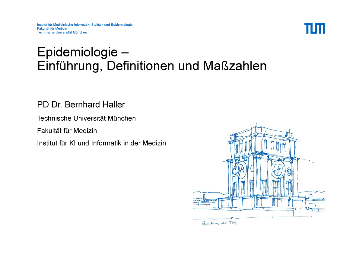 Vorlesung 1 - Epidemiologie - Institut Für Medizinische Informatik ...