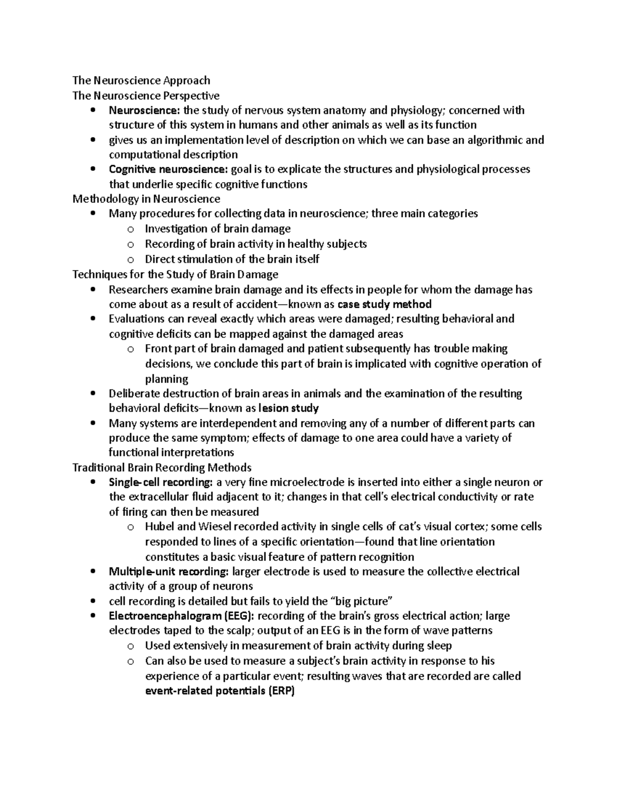 Ch6 - Summary Cognitive Science - The Neuroscience Approach The ...