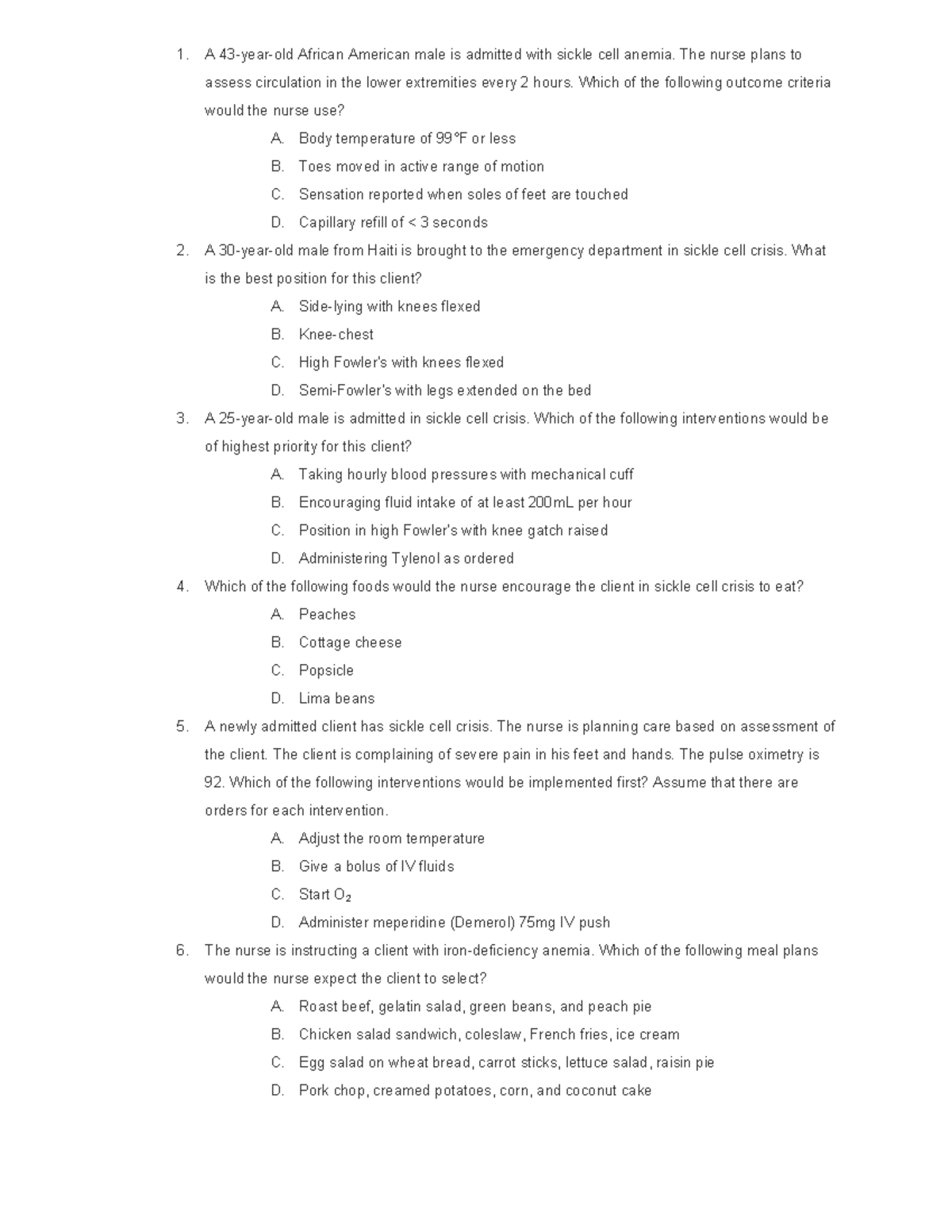 Nclex Reviewer 1 A 43 year old African American Male Is Admitted With 