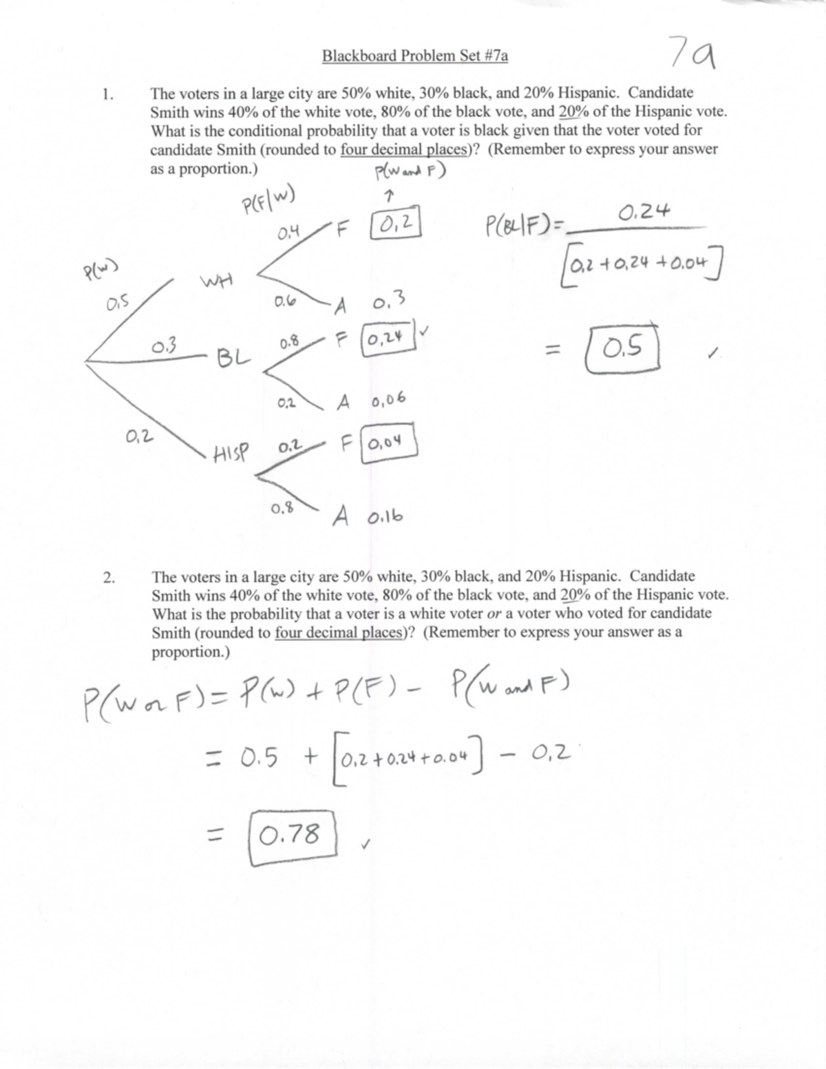 Bb ps7a solutions spring 13 - Blackboard Problem Set #7a 1. The voters ...