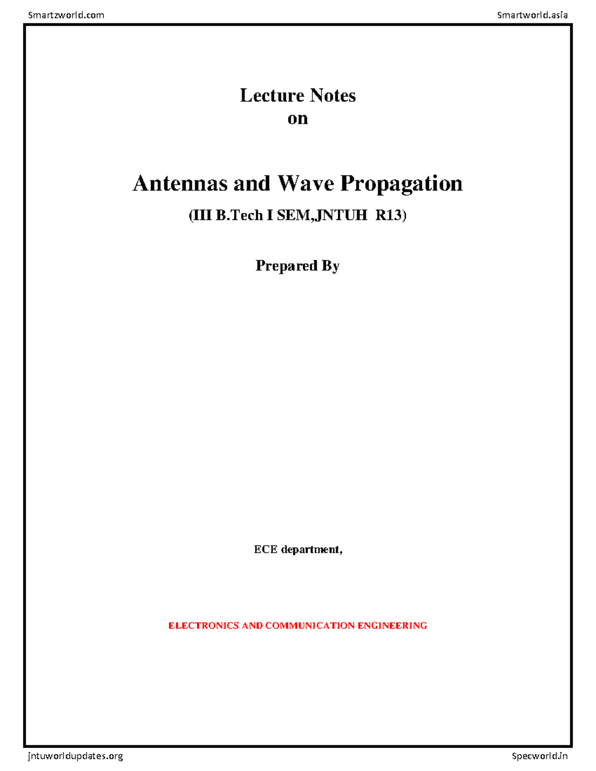 Antennas And Wave Propagation U1 - Lecture Notes On Antennas And Wave ...