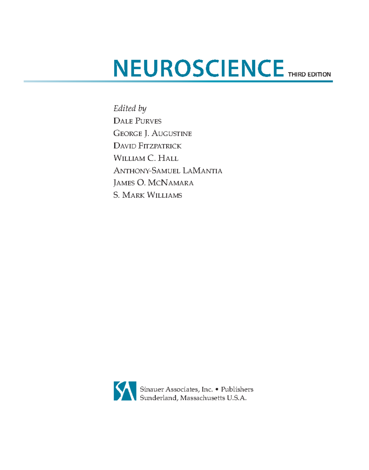 Neuroscience Unit 1 Edited By Dale Purves George J Augustine David Fitzpatrick William C H