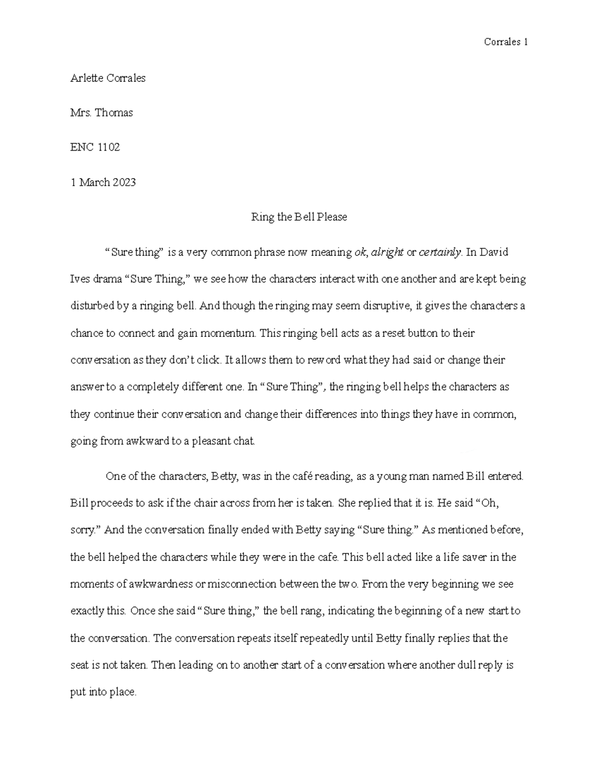 essay on school bell