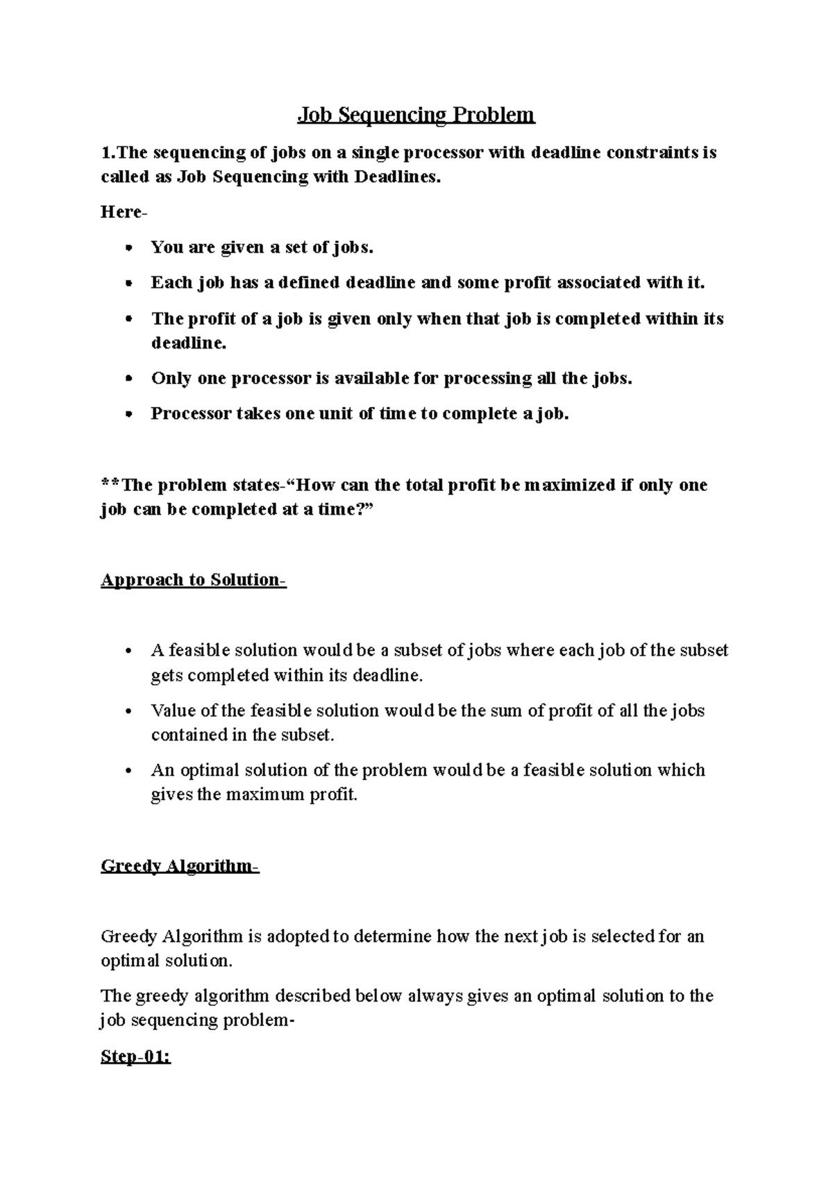 Job Sequencing Problem and travelling salesman unit 2 - Job Sequencing ...