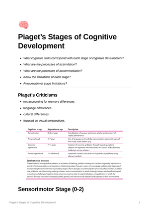 Piaget s Stages of Cognitive Development tunnel vision thought