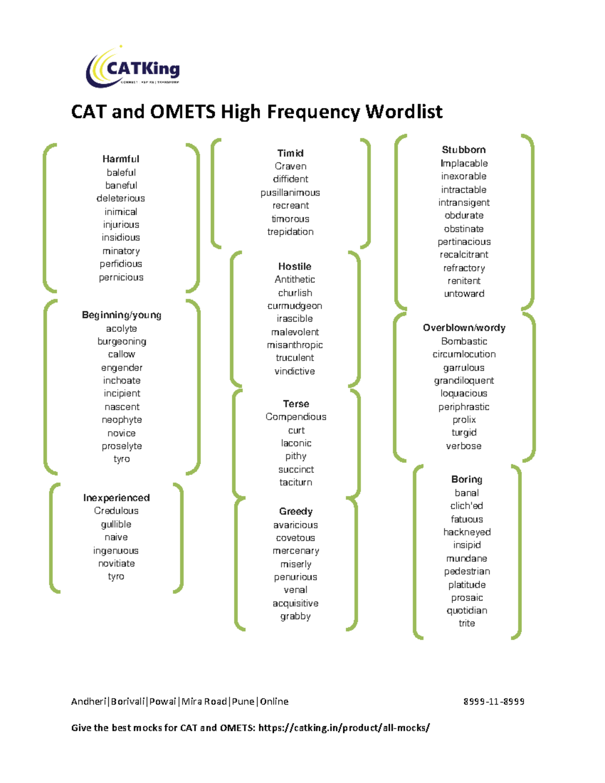 CAT and Omets Wordlist - Will help in competitive exams. - Andheri ...